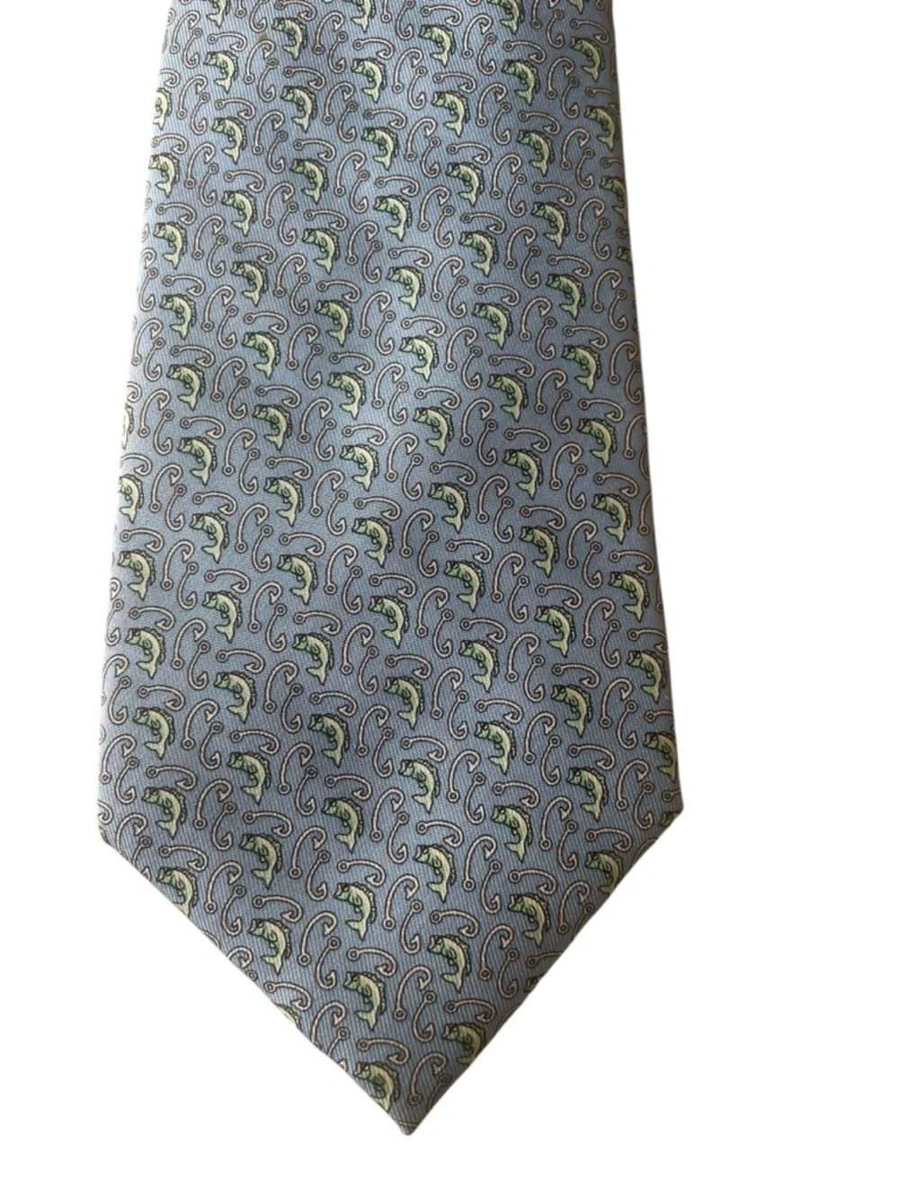 Vineyard Vines Silk Tie Blue Bass Fish Hook Nautical Novelty Shep Ian USA